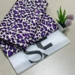 Purple Leopard Print Polo Cotton 2 Pcs Suit for Men