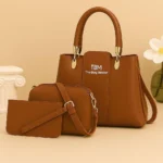 TBM 3-Piece Brown Rexine Handbag Set for Women - Image 9