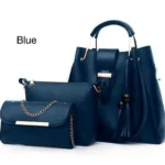 Blue Rexine Handbag Set for Girls