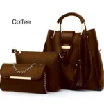 Women's 3-Piece PU Leather Coffee Handbag Set