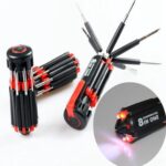 Compact 8-in-1 Screwdriver Tool Red Black ABS - Image 2