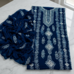 Deep Blue Chiffon Sheesha Work 2-Piece Suit for Women